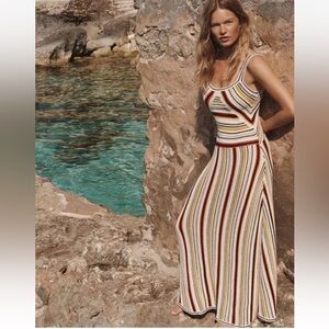 NWT $895 ZIMMERMANN Vitali striped crochet-knit cotton maxi dress